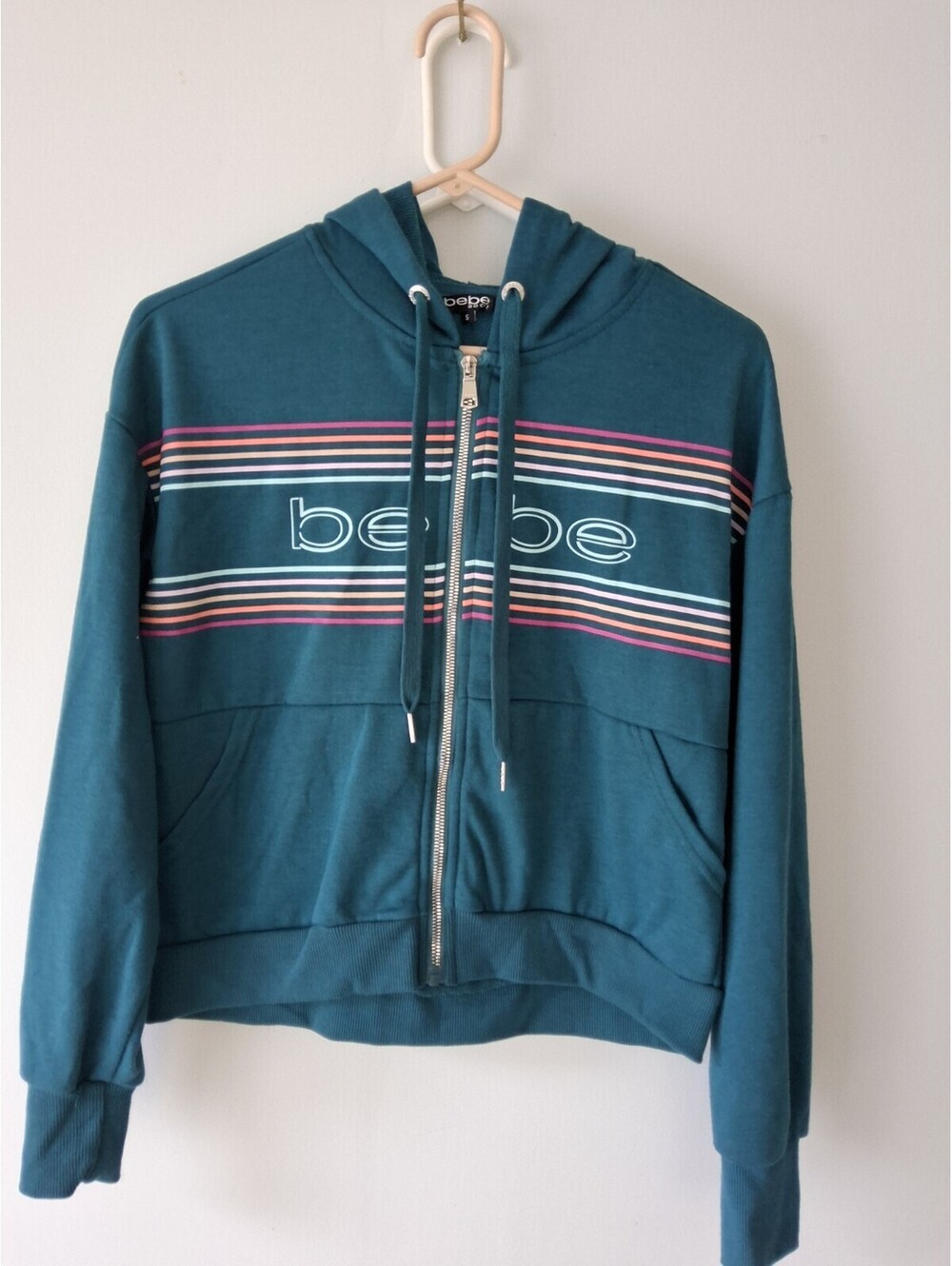 Bebe Sweatshirt Pullover Hoodie Women’s Size SbGreat Condition Rhinestone Blue